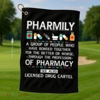 Pharmily Funny Pharmacy Technician Pharmacist Golf Towel thumb 1