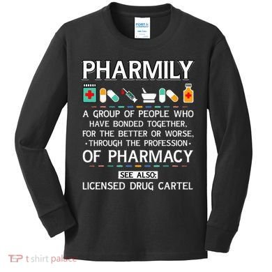 Pharmily Funny Pharmacy Technician Pharmacist Kids Long Sleeve Shirt