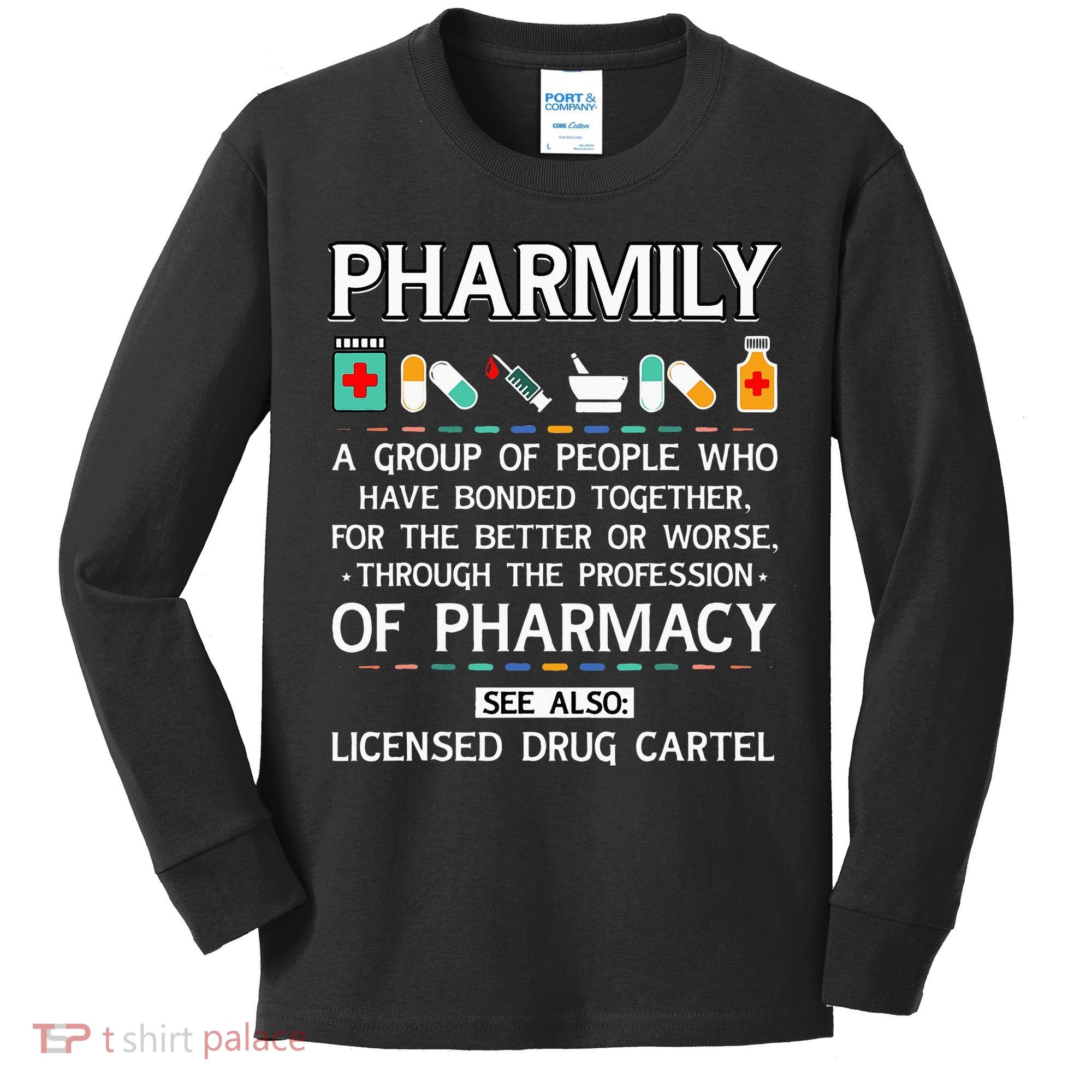 Pharmily Funny Pharmacy Technician Pharmacist Kids Long Sleeve Shirt