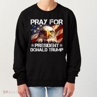 Pray For President Donald Trump American Flag Eagle Women's Sweatshirt thumb 0