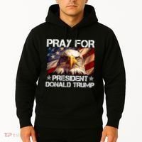 Pray For President Donald Trump American Flag Eagle Hoodie thumb 2