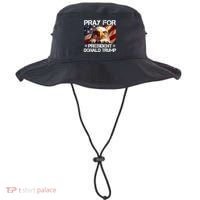 Pray For President Donald Trump American Flag Eagle Bucket Hat thumb 0