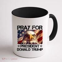 Pray For President Donald Trump American Flag Eagle Coffee Mug thumb 1