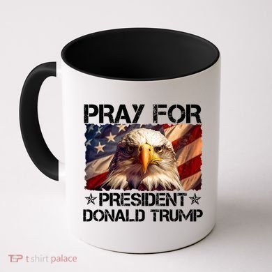 Pray For President Donald Trump American Flag Eagle Coffee Mug