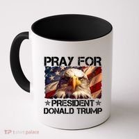 Pray For President Donald Trump American Flag Eagle Coffee Mug thumb 0