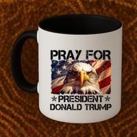 Pray For President Donald Trump American Flag Eagle Coffee Mug thumb 2