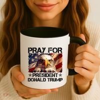 Pray For President Donald Trump American Flag Eagle Coffee Mug thumb 3