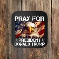 Pray For President Donald Trump American Flag Eagle Coaster thumb 0