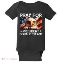 Pray For President Donald Trump American Flag Eagle Baby Bodysuit thumb 0