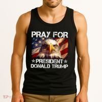 Pray For President Donald Trump American Flag Eagle Tank Top thumb 3