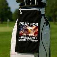 Pray For President Donald Trump American Flag Eagle Golf Towel thumb 2
