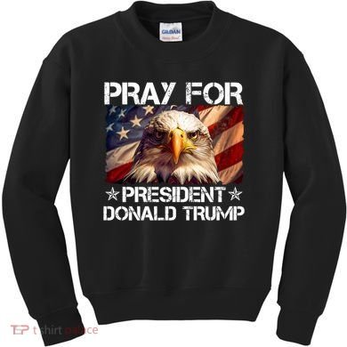 Pray For President Donald Trump American Flag Eagle Kids Sweatshirt
