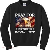 Pray For President Donald Trump American Flag Eagle Kids Sweatshirt thumb 0