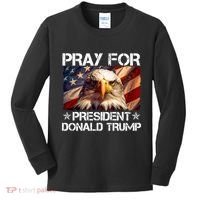 Pray For President Donald Trump American Flag Eagle Kids Long Sleeve Shirt thumb 0