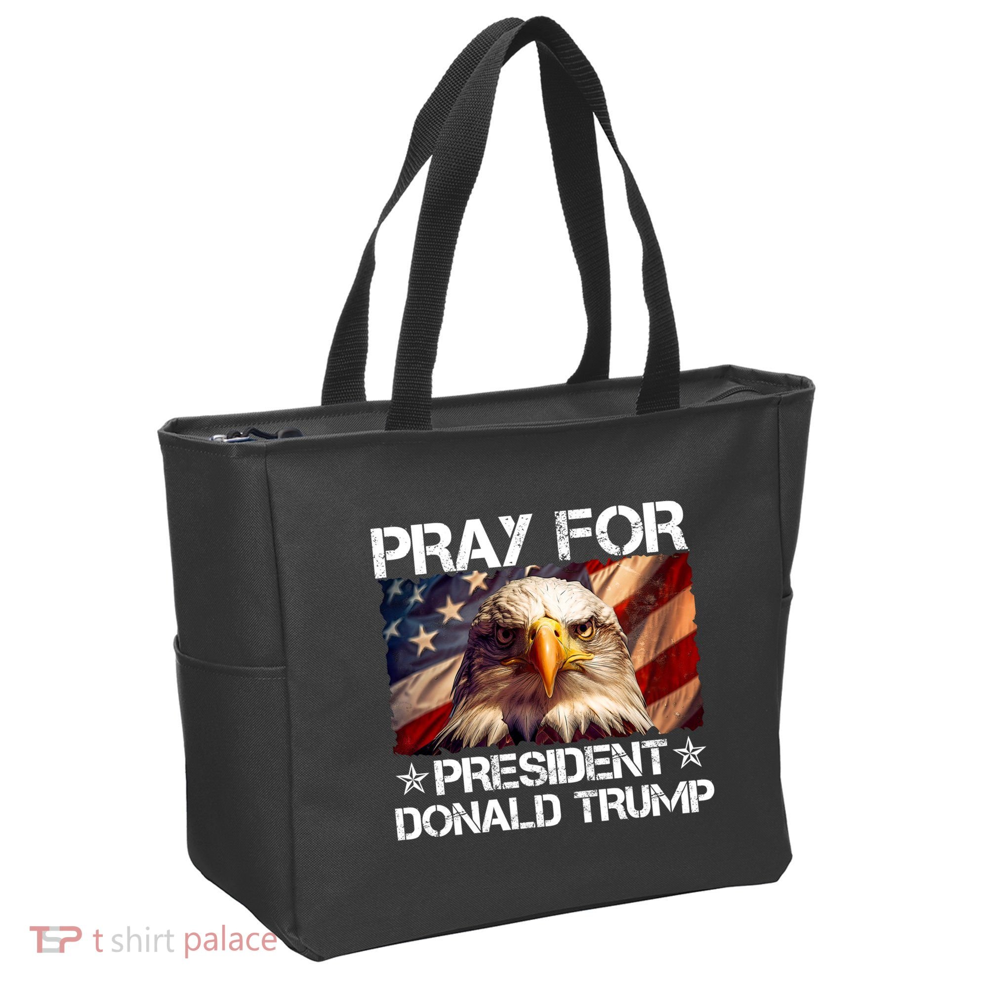 Pray For President Donald Trump American Flag Eagle Tote Bag