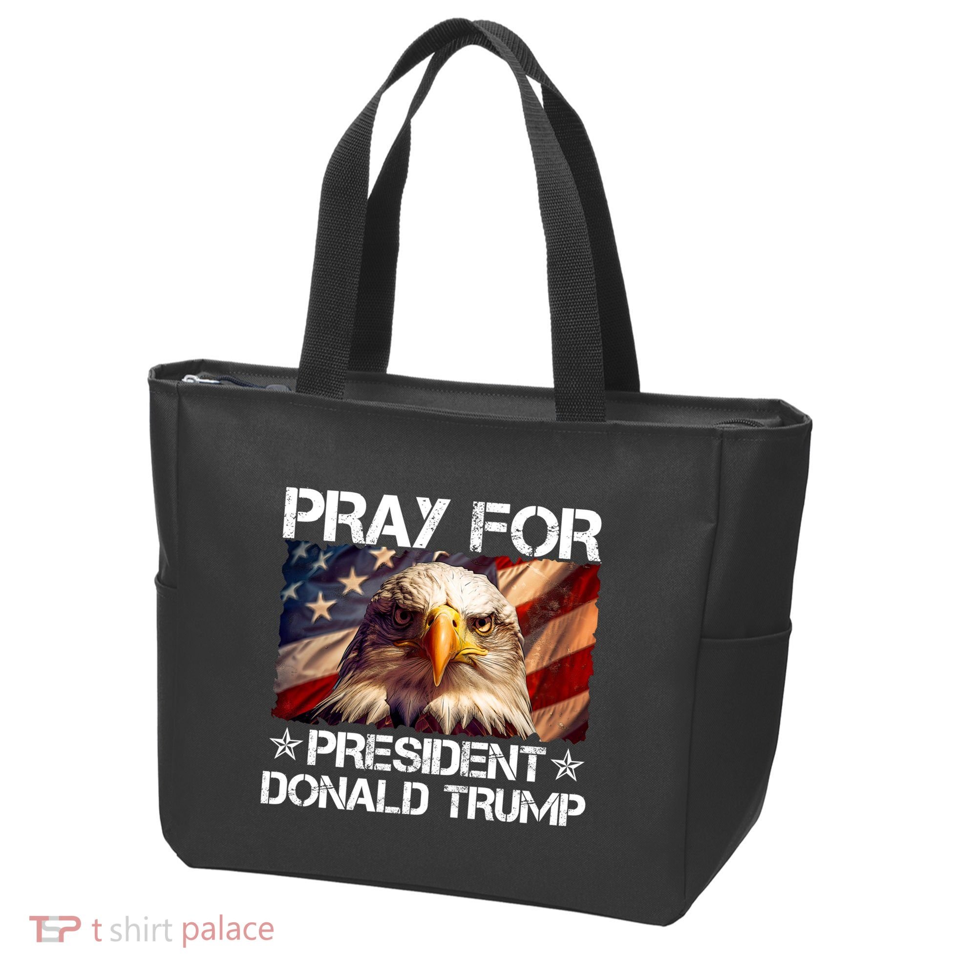 Pray For President Donald Trump American Flag Eagle Tote Bag