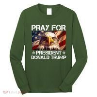 Pray For President Donald Trump American Flag Eagle Long Sleeve Shirt thumb 0