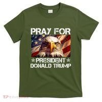 Pray For President Donald Trump American Flag Eagle T-Shirt thumb 0