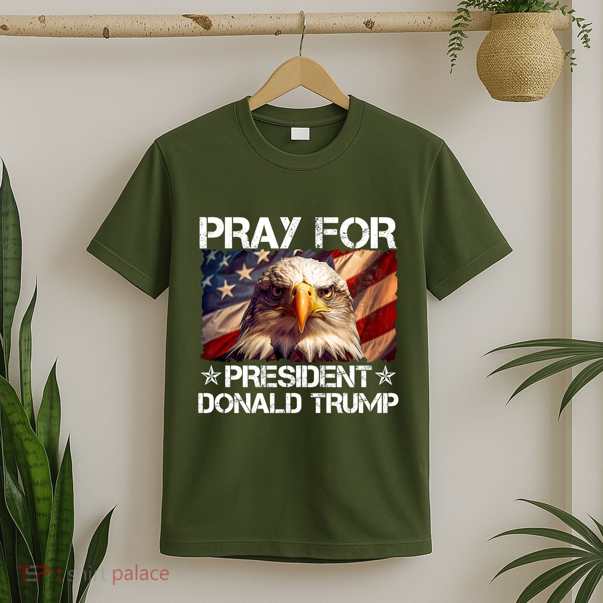 Pray For President Donald Trump American Flag Eagle T-Shirt