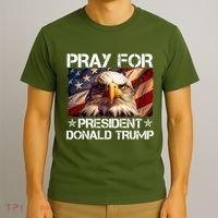 Pray For President Donald Trump American Flag Eagle T-Shirt thumb 3