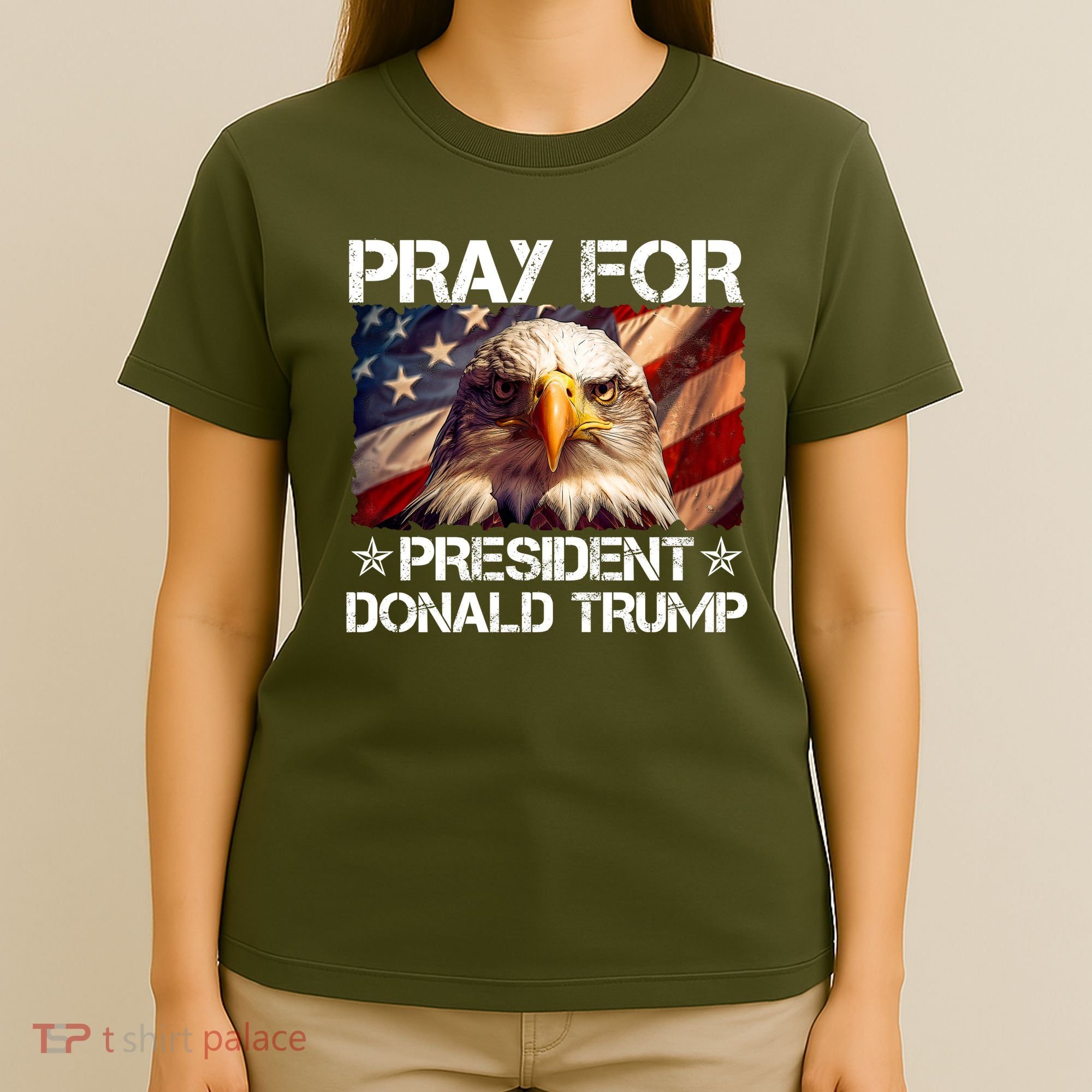 Pray For President Donald Trump American Flag Eagle T-Shirt