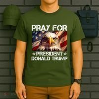 Pray For President Donald Trump American Flag Eagle T-Shirt thumb 6