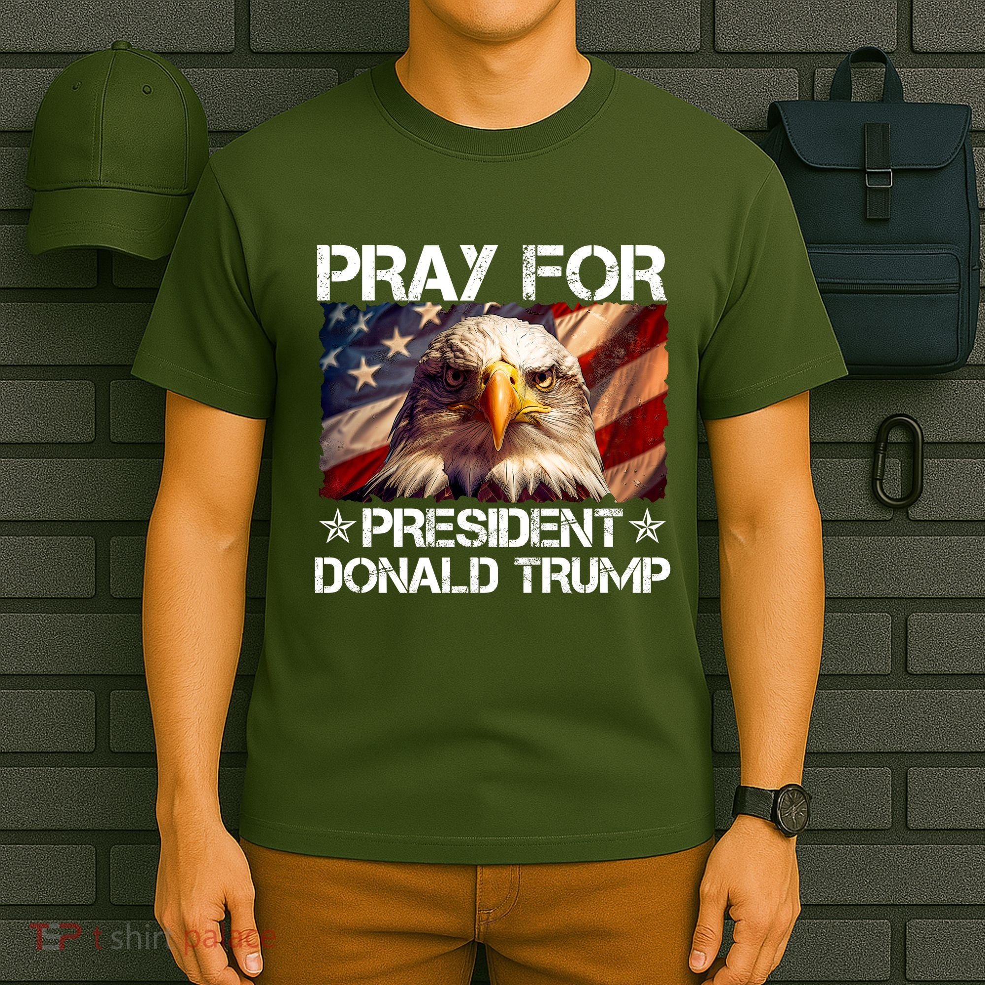 Pray For President Donald Trump American Flag Eagle T-Shirt