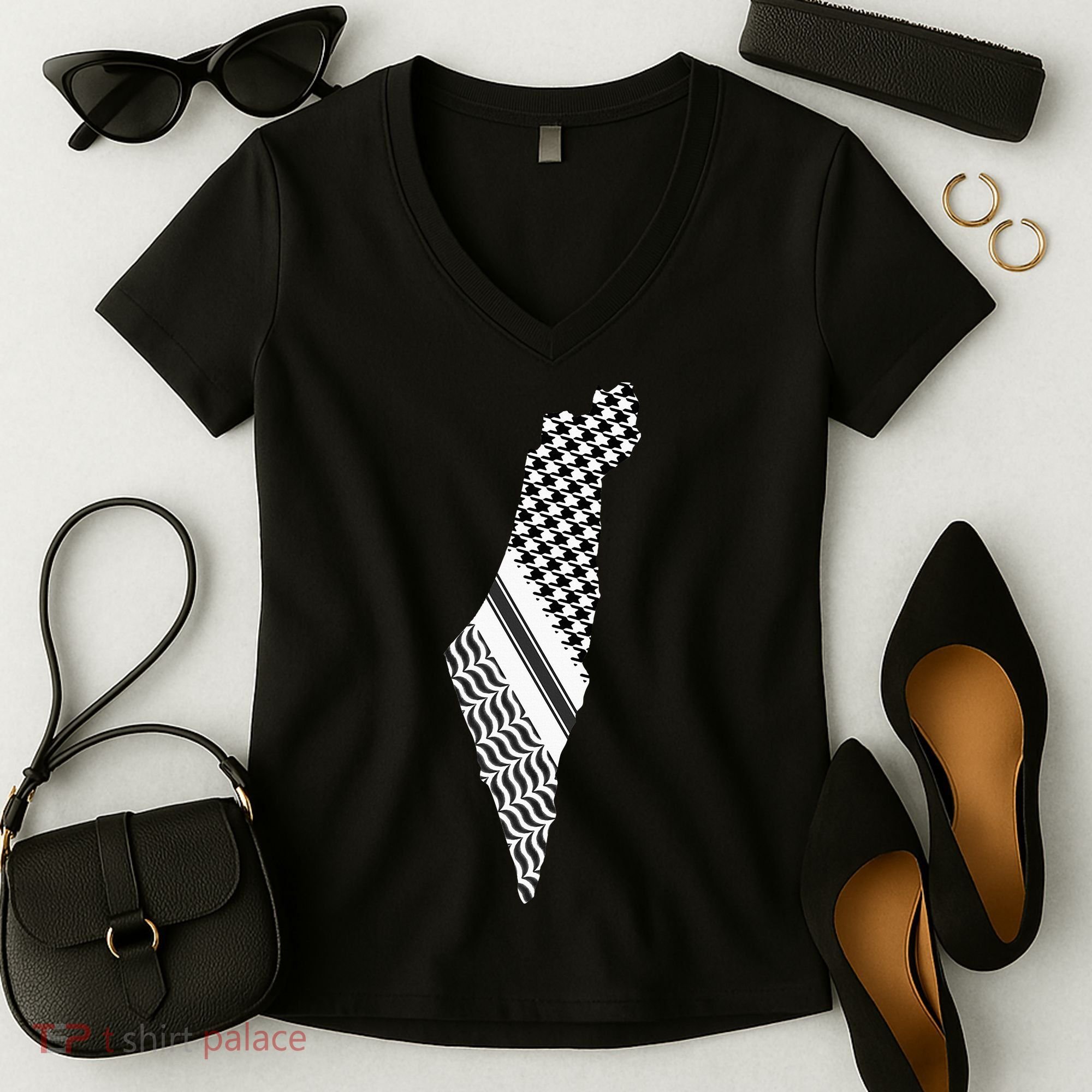 Palestine Free Palestine Free Gaza Palestine Flag Women's V-Neck T-Shirt