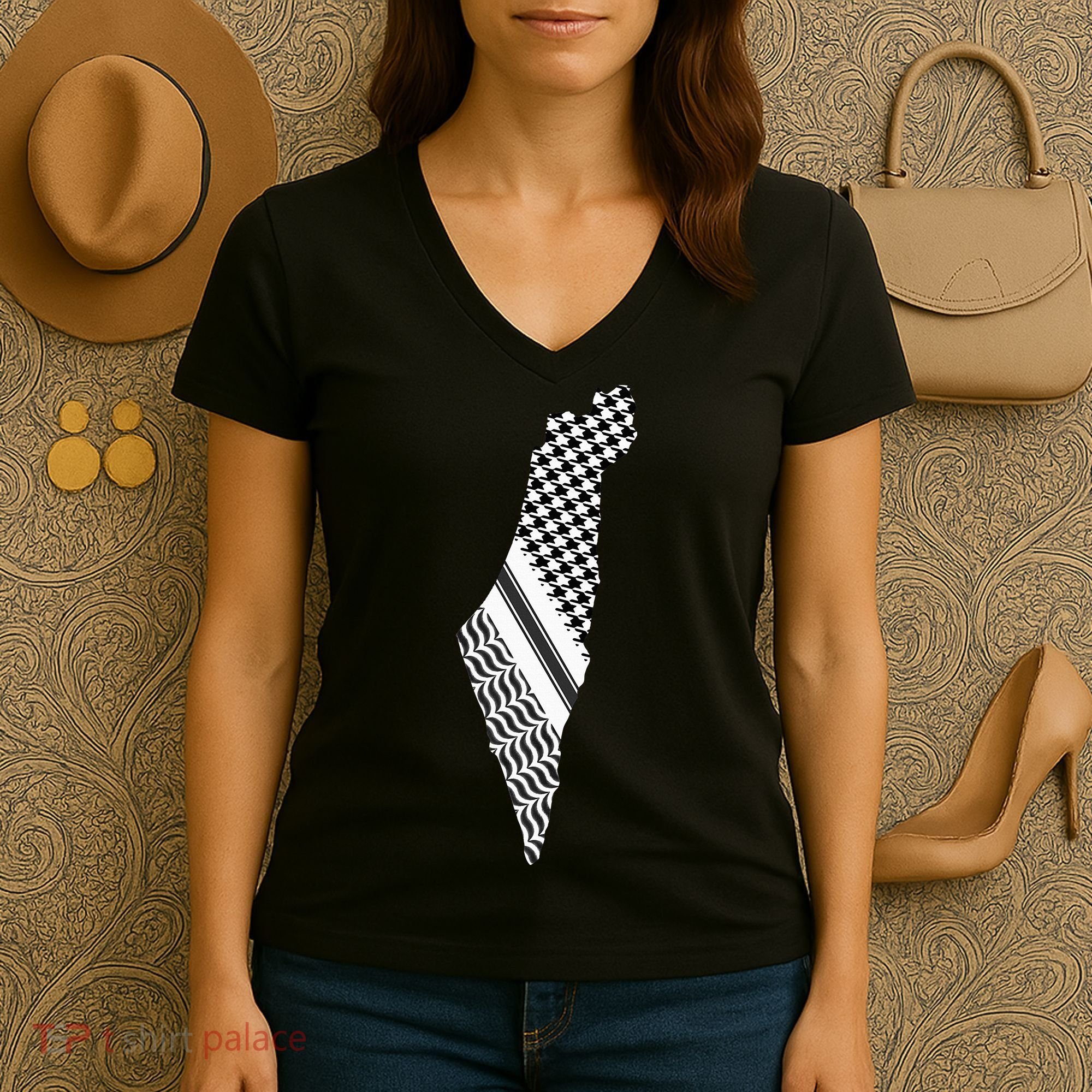Palestine Free Palestine Free Gaza Palestine Flag Women's V-Neck T-Shirt