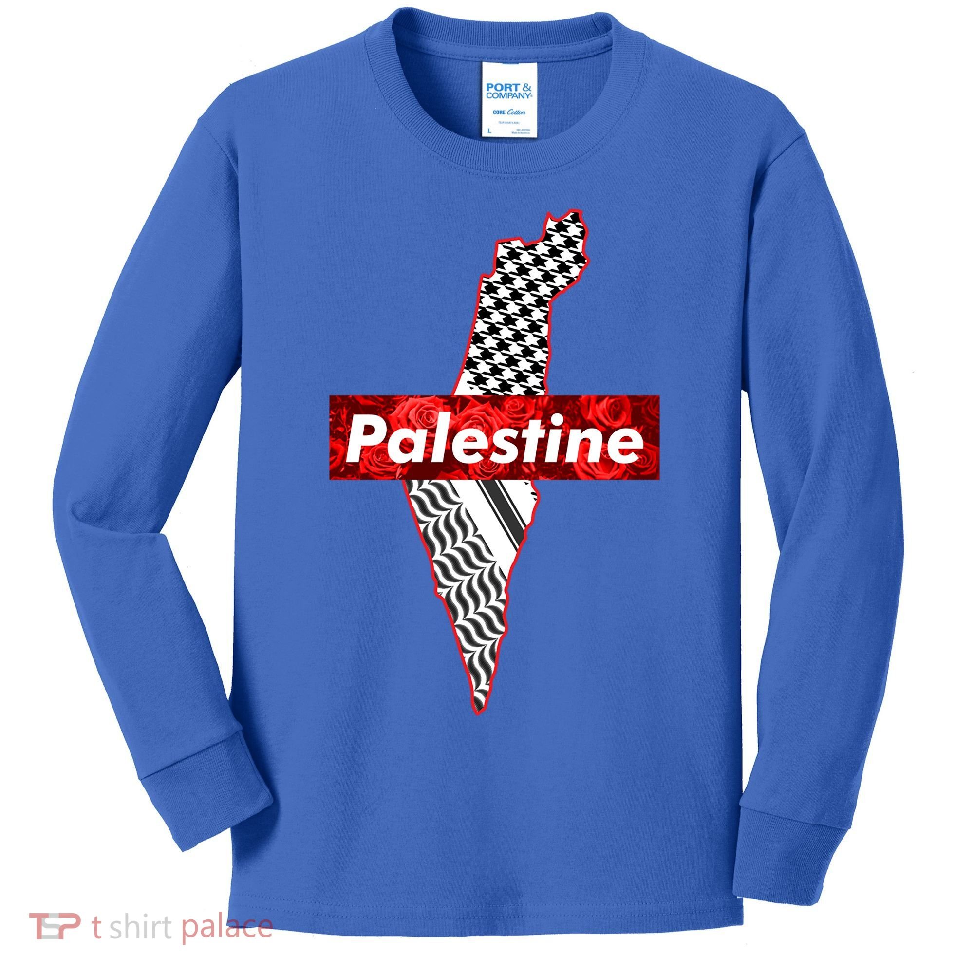 Palestine Free Palestine Free Gaza Palestine Flag Arabic Cool Gift Kids Long Sleeve Shirt