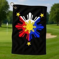 Pinoy Filipino Philippine Flag Sun Golf Towel thumb 1
