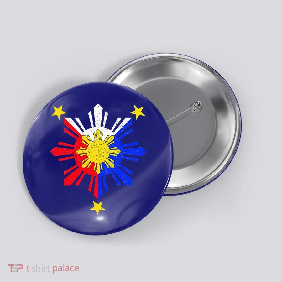 Pinoy Filipino Philippine Flag Sun Button