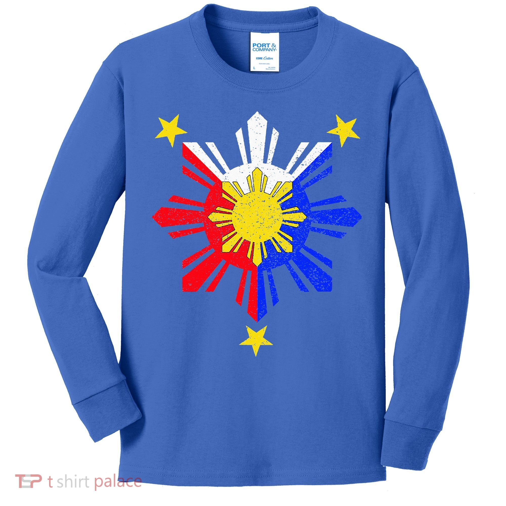 Pinoy Filipino Philippine Flag Sun Kids Long Sleeve Shirt