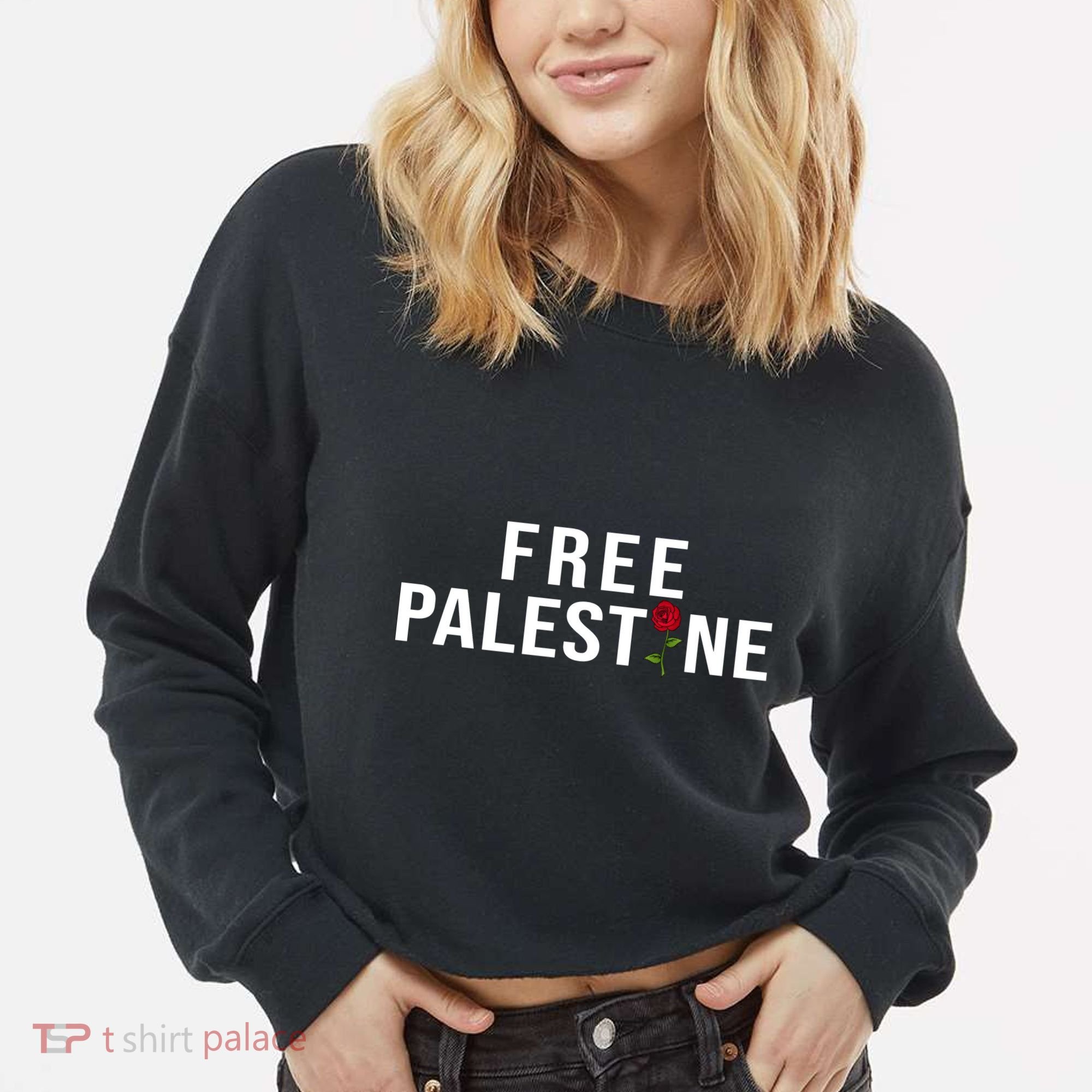 Palestine Free Palestine Free Gaza Palestine Cropped Pullover Crew