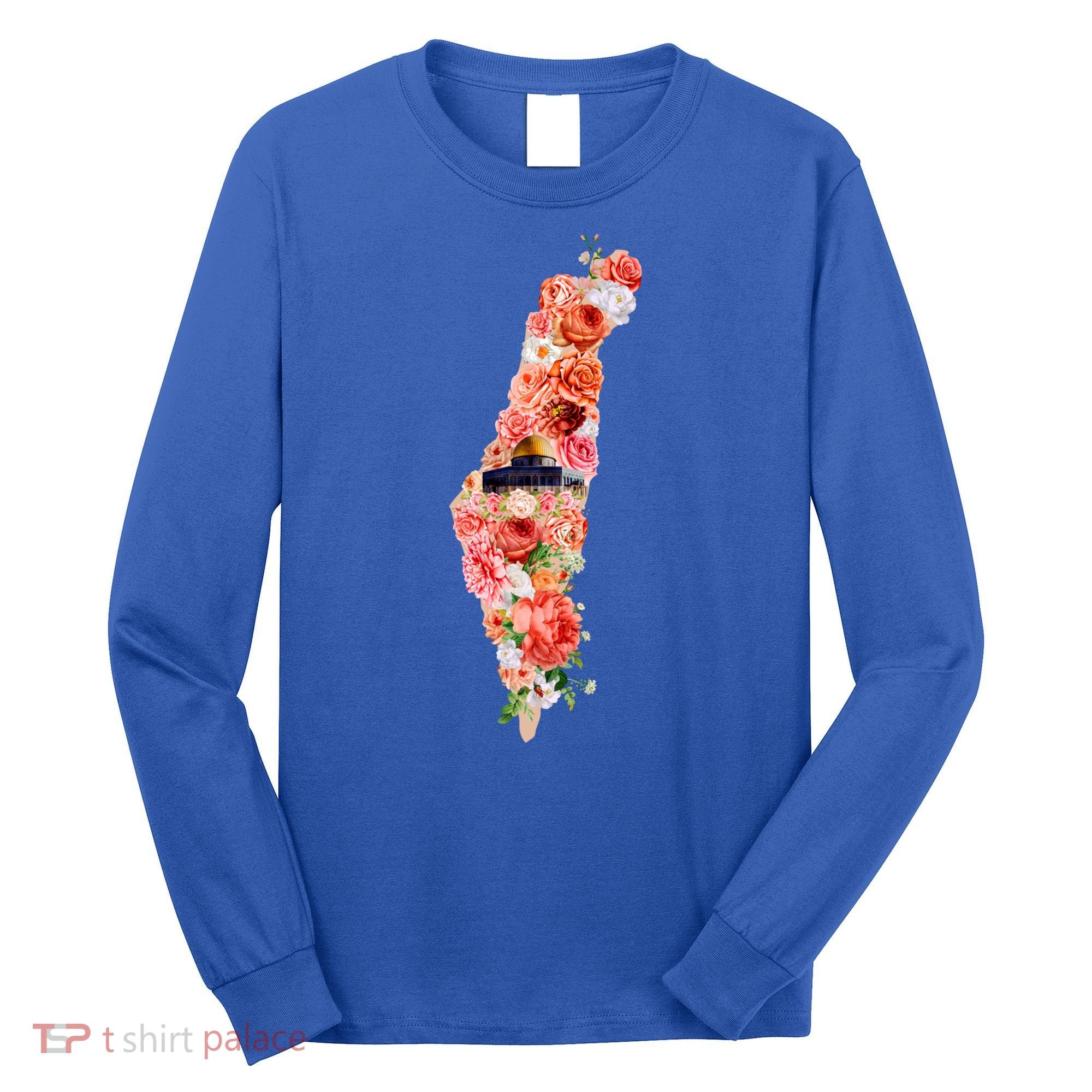 Palestine Free Palestine Gaza Floral Palestine Flag Arabic Gift Long Sleeve Shirt