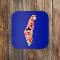 Palestine Free Palestine Gaza Floral Palestine Flag Arabic Gift Coaster thumb 0