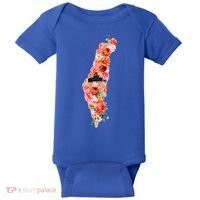 Palestine Free Palestine Gaza Floral Palestine Flag Arabic Gift Baby Bodysuit thumb 0