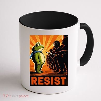 Portland Frog Protest Resist Poster Design Coffee Mug back