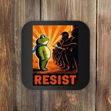 Portland Frog Protest Resist Poster Design Coaster