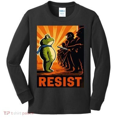Portland Frog Protest Resist Poster Design Kids Long Sleeve Shirt