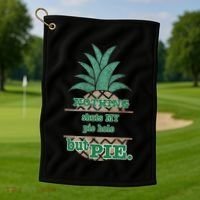 Psych! Funny Quote Nothing Shuts My Pie Hole But Pie. Golf Towel thumb 1