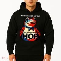 Portland Frog Ribbit Resist Repeat No Hope Without Hop Hoodie thumb 2