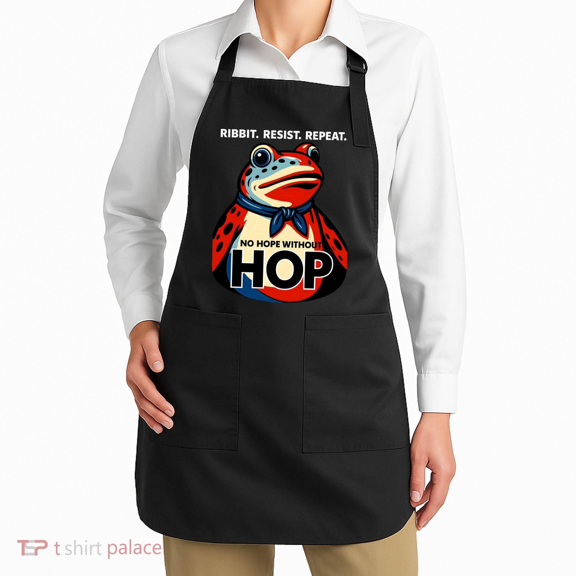 Portland Frog Ribbit Resist Repeat No Hope Without Hop Apron