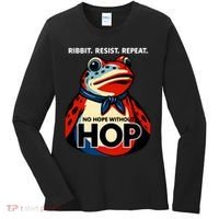Portland Frog Ribbit Resist Repeat No Hope Without Hop Women's Long Sleeve Shirt thumb 0