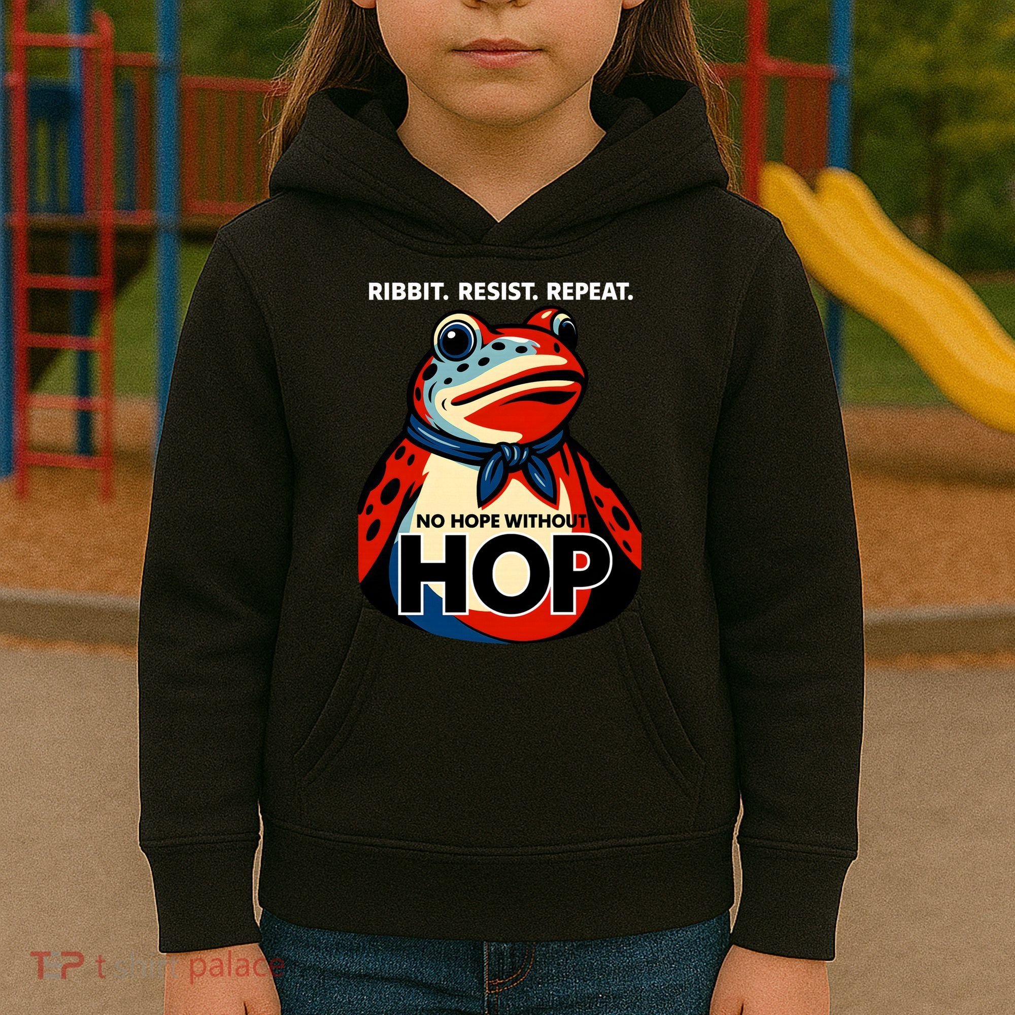 Portland Frog Ribbit Resist Repeat No Hope Without Hop Kids Hoodie