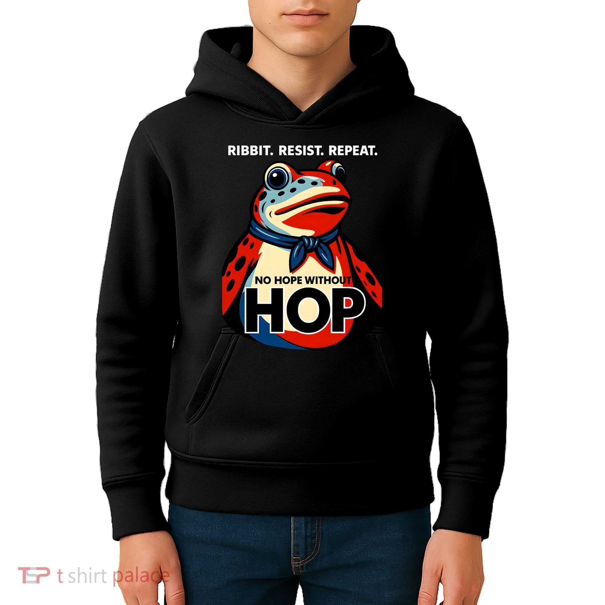 Portland Frog Ribbit Resist Repeat No Hope Without Hop Kids Hoodie