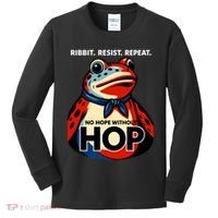 Portland Frog Ribbit Resist Repeat No Hope Without Hop Kids Long Sleeve Shirt thumb 0