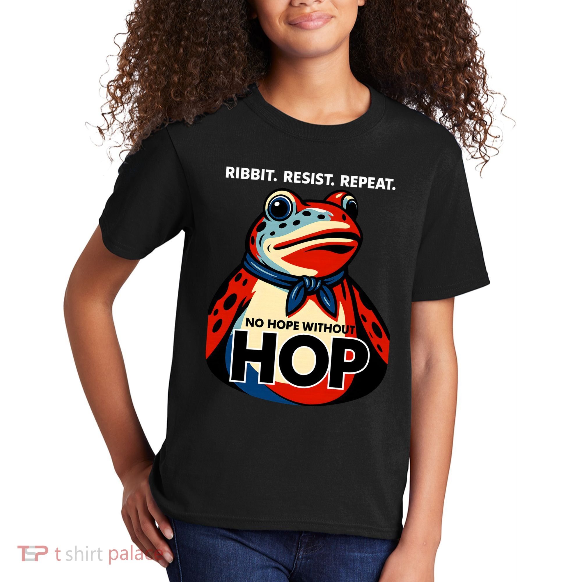 Portland Frog Ribbit Resist Repeat No Hope Without Hop Kids T-Shirt