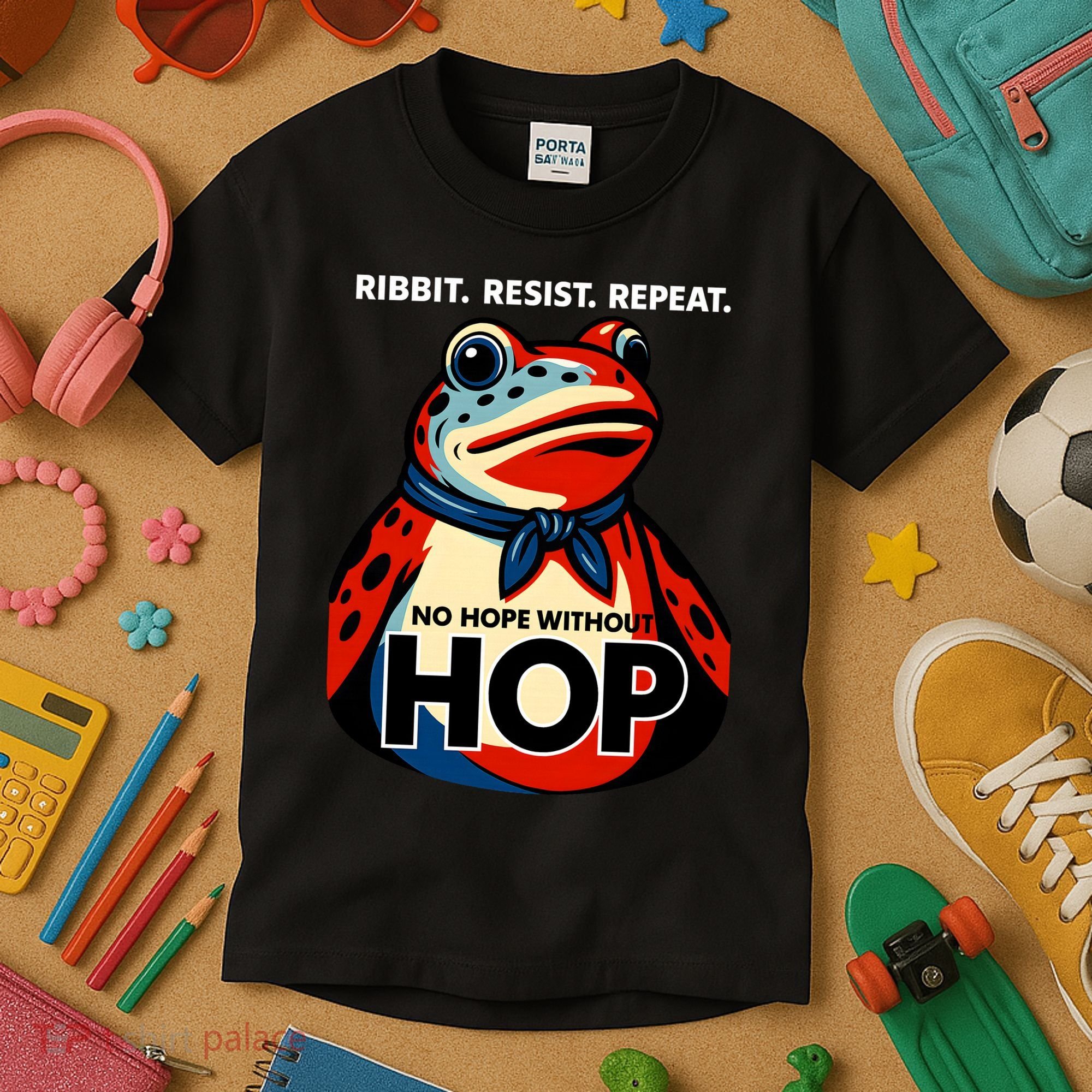 Portland Frog Ribbit Resist Repeat No Hope Without Hop Kids T-Shirt