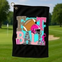 Preppy Football Retro Game Cute Golf Towel thumb 1